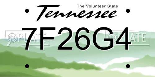 7F26G4 Tennessee License Plate