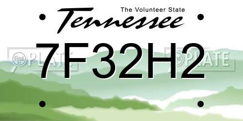7F32H2 Tennessee License Plate