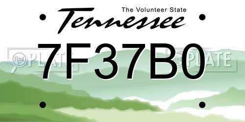 7F37B0 Tennessee License Plate