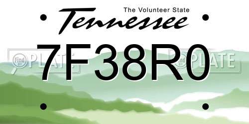 7F38R0 Tennessee License Plate