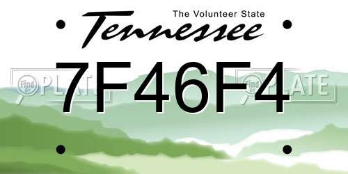 7F46F4 Tennessee License Plate