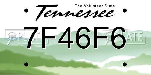 7F46F6 Tennessee License Plate
