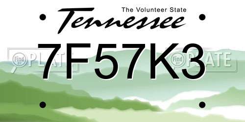 7F57K3 Tennessee License Plate