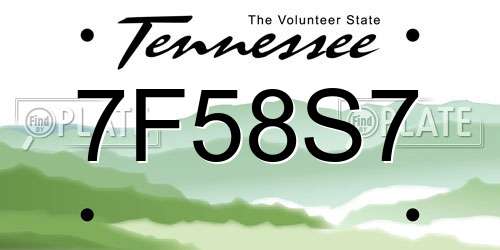 7F58S7 Tennessee License Plate