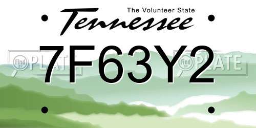 7F63Y2 Tennessee License Plate