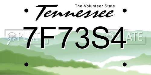 7F73S4 Tennessee License Plate