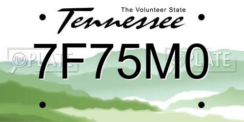 7F75M0 Tennessee License Plate