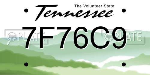 7F76C9 Tennessee License Plate
