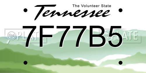 7F77B5 Tennessee License Plate