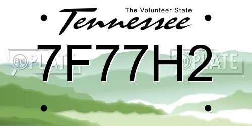 7F77H2 Tennessee License Plate