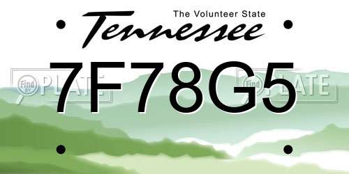 7F78G5 Tennessee License Plate