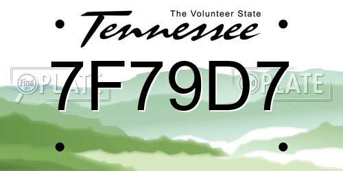 7F79D7 Tennessee License Plate