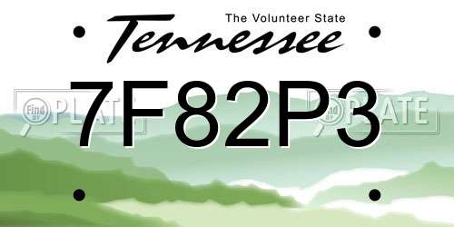 7F82P3 Tennessee License Plate