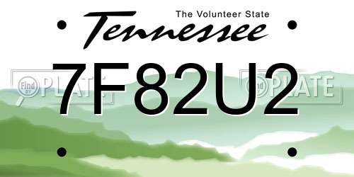 7F82U2 Tennessee License Plate