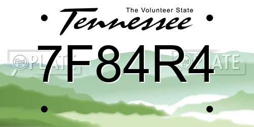7F84R4 Tennessee License Plate