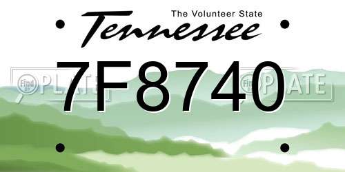 7F8740 Tennessee License Plate