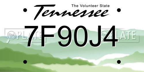 7F90J4 Tennessee License Plate