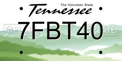 7FBT40 Tennessee License Plate