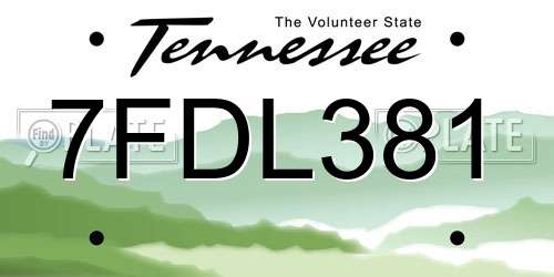 7FDL381 Tennessee License Plate