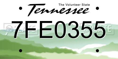 7FE0355 Tennessee License Plate