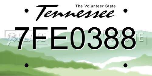 7FE0388 Tennessee License Plate