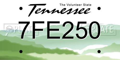 7FE250 Tennessee License Plate