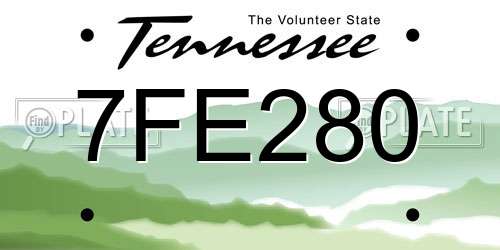 7FE280 Tennessee License Plate