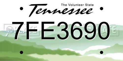 7FE3690 Tennessee License Plate