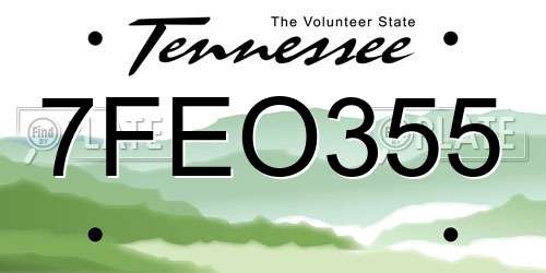 7FEO355 Tennessee License Plate
