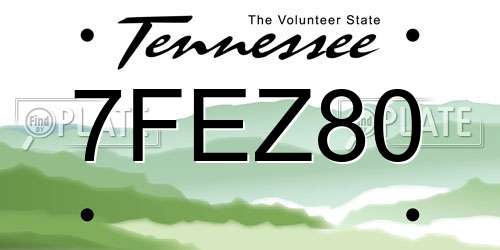 7FEZ80 Tennessee License Plate