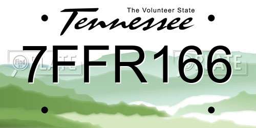 7FFR166 Tennessee License Plate