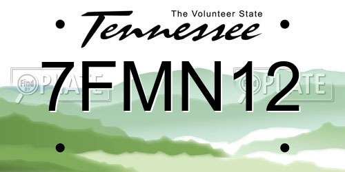 7FMN12 Tennessee License Plate