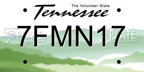 7FMN17 Tennessee License Plate
