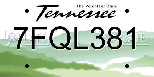 7FQL381 Tennessee License Plate