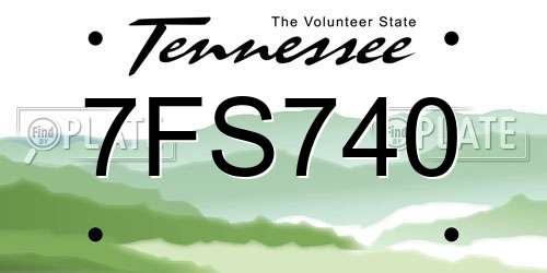 7FS740 Tennessee License Plate