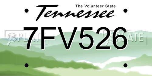 7FV526 Tennessee License Plate