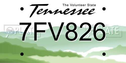 7FV826 Tennessee License Plate