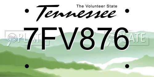 7FV876 Tennessee License Plate