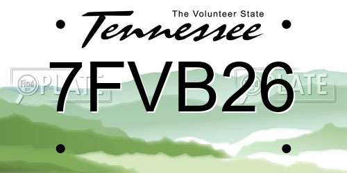 7FVB26 Tennessee License Plate