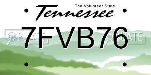 7FVB76 Tennessee License Plate