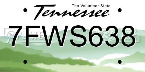 7FWS638 Tennessee License Plate