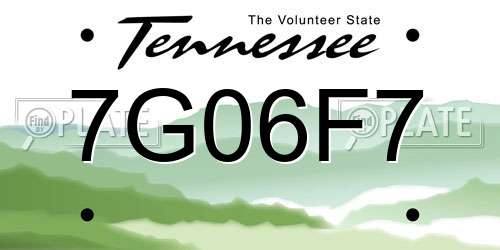 7G06F7 Tennessee License Plate