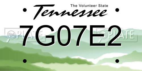 7G07E2 Tennessee License Plate