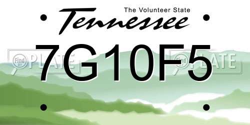 7G10F5 Tennessee License Plate