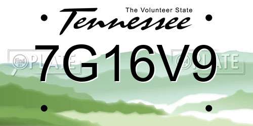 7G16V9 Tennessee License Plate