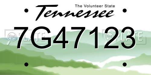 7G47123 Tennessee License Plate