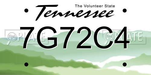 7G72C4 Tennessee License Plate