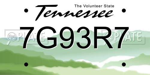 7G93R7 Tennessee License Plate