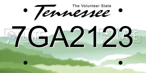 7GA2123 Tennessee License Plate