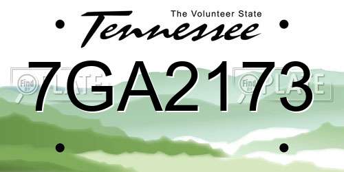 7GA2173 Tennessee License Plate